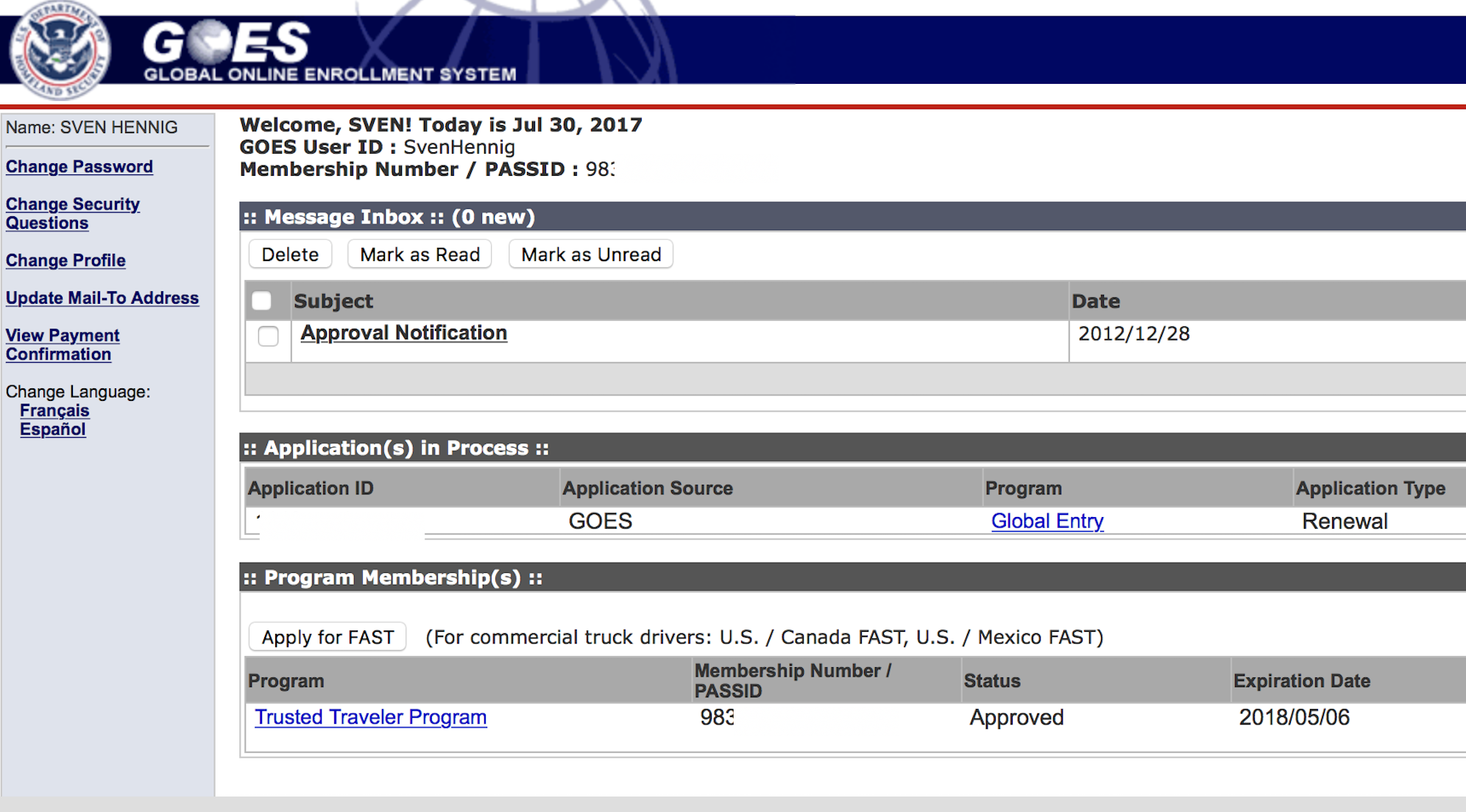 global entry login renewal