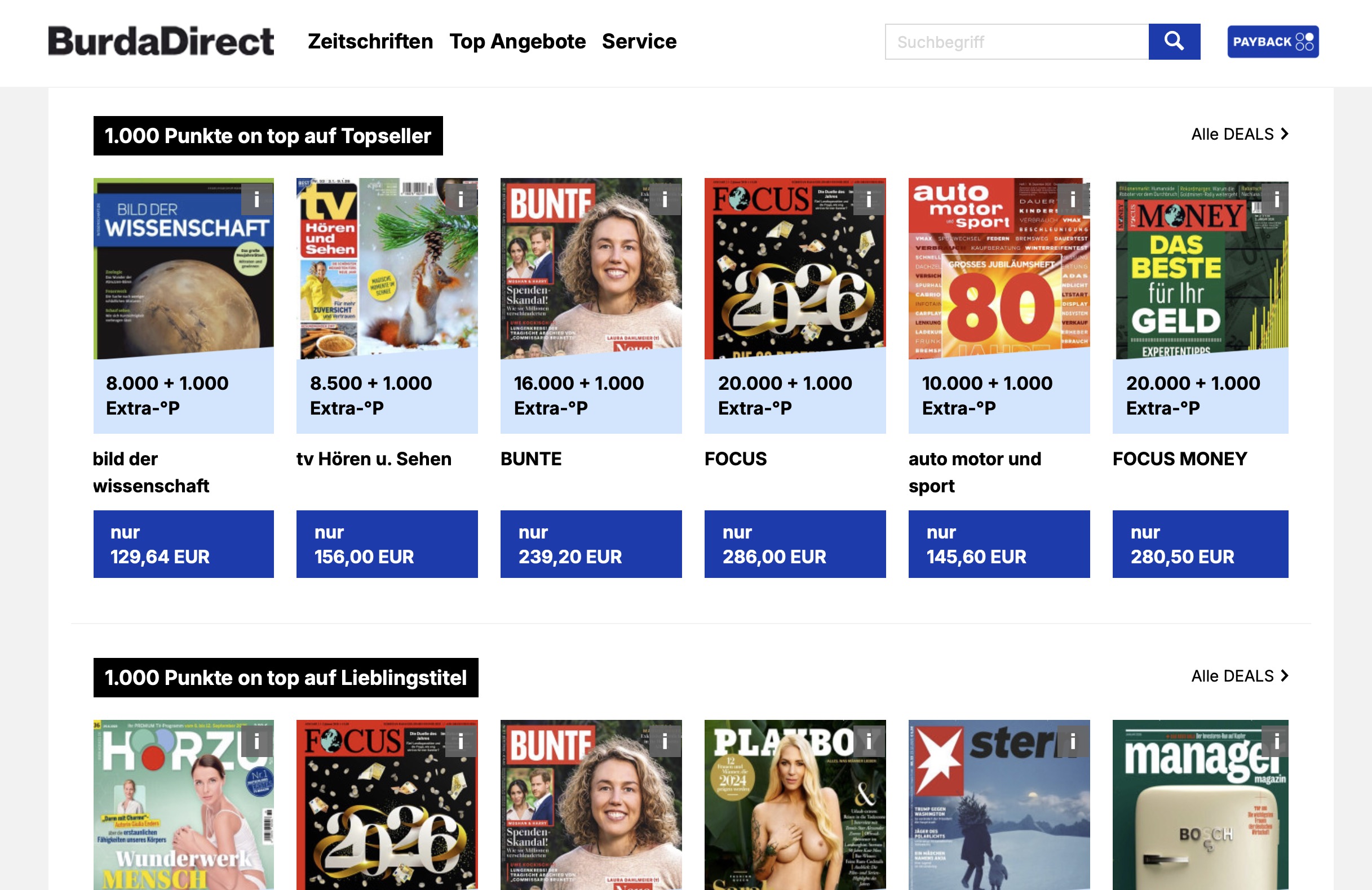 Zeitschriften Abo Payback 2026 Burda