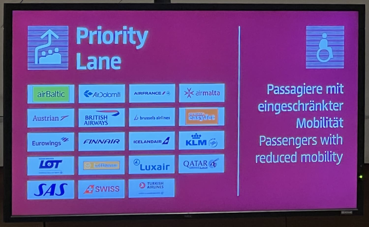Priority Lane BER airport Airlines