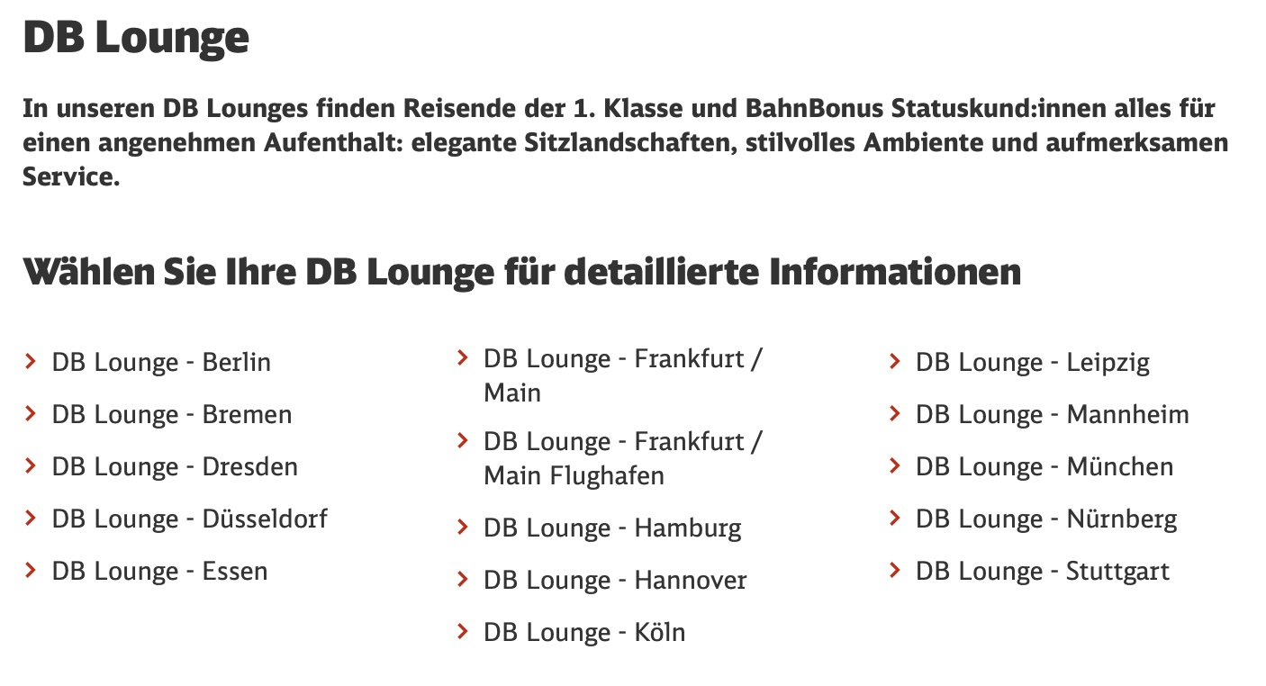 DB Lounges Standorte