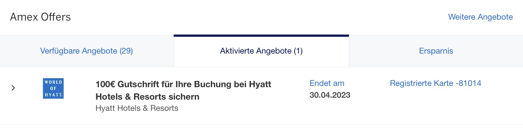 100 € Rabatt bei Hyatt